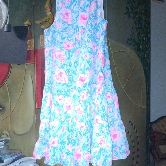Lilly Pulitzer Dresses & Skirts - Vintage Lilly Pulitzer Pink and Blue Floral Dress W Skirt Ruffles
